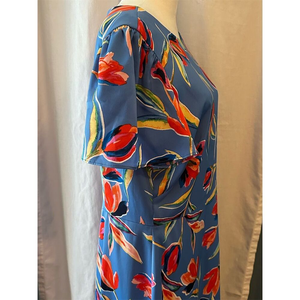 Maggy London Women's Floral Midi Dress Size 14 Multicolor Casual - Picture 3 of 7